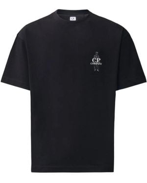 C.P. Company Logo-Embroidered T-Shirt - Black