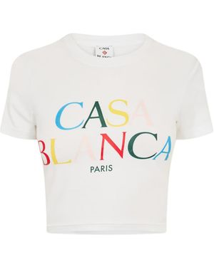 CASABLANCA Round-Neck Printed T-Shirt - White