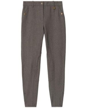 Burberry Herringbone Tapered Stretch Pants - Gray