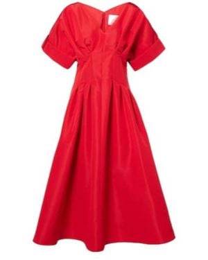 Carolina Herrera Gathered Silk Midi Dress