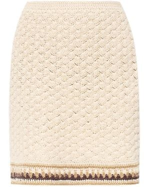 Tory Burch High-Waisted Knitted Skirt - Natural