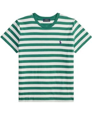Polo Ralph Lauren Striped Embroidered-Logo T-Shirt - Green