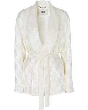 Fendi Floral Motif Wrap Jacket - White