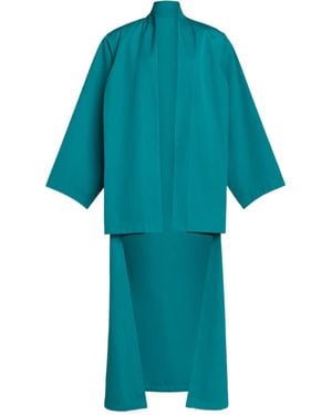 Alaïa Poplin Asymmetric Robe Coat - Blue