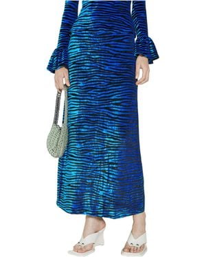 Rabanne Velvet Zebra Print Skirt - Blue
