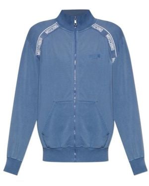 Moschino Logo Tape Zip Sweatshirt - Blue