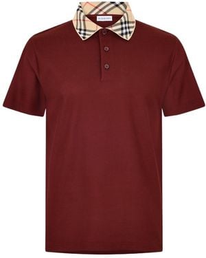 Burberry Plaid Collar Polo Shirt - Red