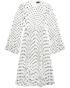 Balenciaga Polka Dots Printed Pleated Dress - White