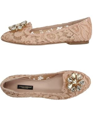 Dolce & Gabbana Lace Print Loafers - Natural