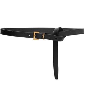 Saint Laurent Cassandre Thin Belt - White
