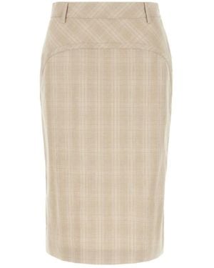 Iceberg Check Ruffled Midi Skirt - Natural