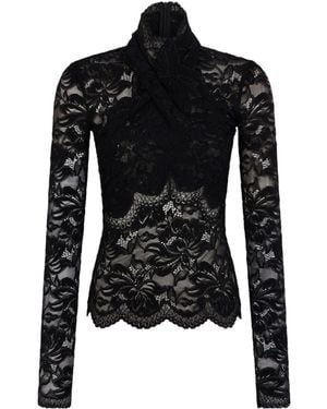 Rabanne Long-Sleeved Lace Top - Black