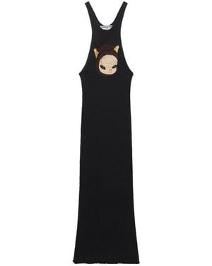 Stella McCartney Upset Kitty Crocheted Patch I-Back Medium Length Dress - Black