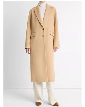 Vince Wool Blend Single-Breasted Coat - White