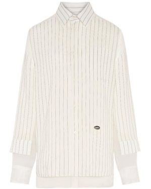 Jean Paul Gaultier The Petit-Grand Pinstriped Shirt - White