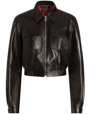 Dolce & Gabbana Cropped Leather Jacket - Black