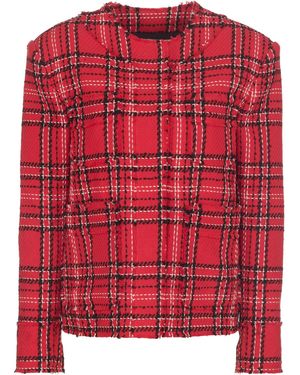 MSGM Checked Tweed Jacket - Red