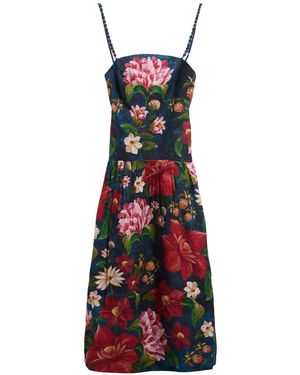 Barbour Beaded Strap Floral Midi Dress - Red