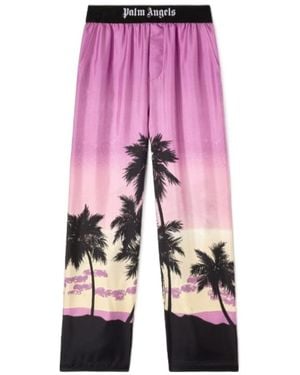 Palm Angels Sunset Printed High Waist Pajama Pants - Pink