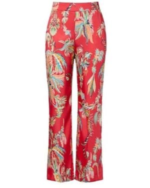 Etro Printed Twill Straight Trousers - Red