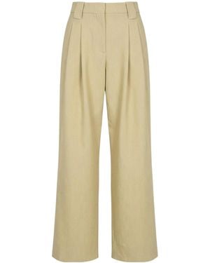 Ganni Loose Straight-Leg Trousers - Natural