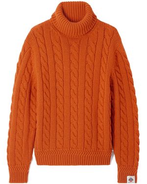 Bally Cable-Knit Wool Turtleneck Sweater - Orange
