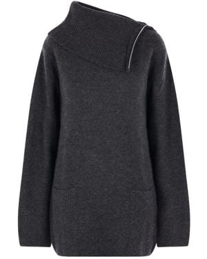 Yohji Yamamoto High Neck Ribbed Jumper - Black