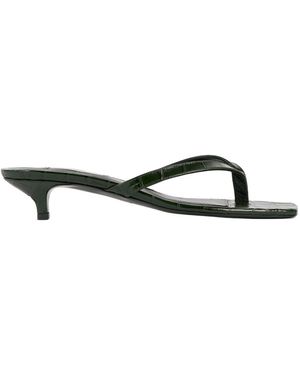 TOTEME Croco-Embossed Heeled Flip Flops Dark - White