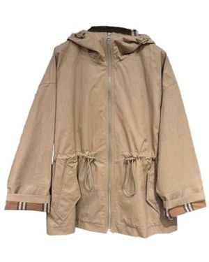 Burberry Drawstring Hooded Jacket - Natural
