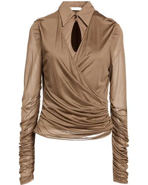 Max Mara Long-Sleeve Solid T-Shirt - Brown