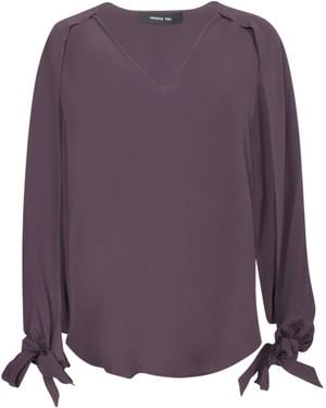 FEDERICA TOSI Tie-Cuff V-Neck Blouse - Purple