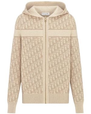 Dior Reversible Zipped Cardigan With Hood - Natural