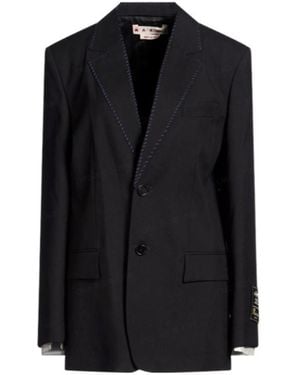 Marni Singlebreasted Blazer Made Of Wool - Black