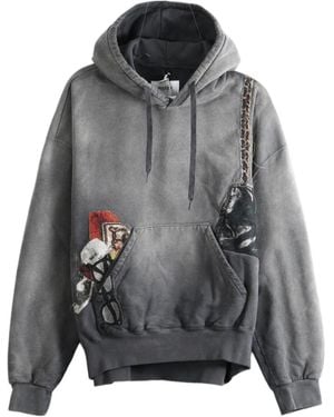 Doublet Twister Faded Patch-Detail Hoodie - Grey