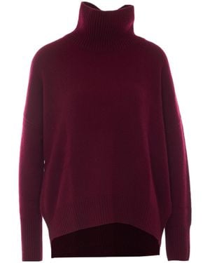 Lisa Yang Asymmetric-Hem Mock-Neck Jumper - Red