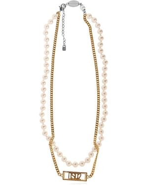 DSquared² Logo Detail Layered Necklace - Metallic