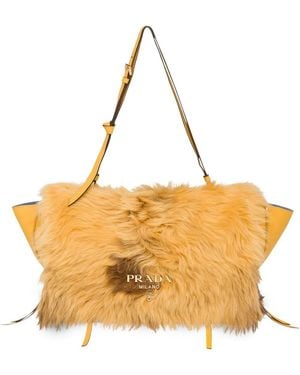Prada Shearling Detail Bag - Metallic