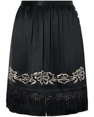 Bode Embroidered Mini Skirt - Black