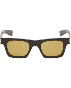 Saint Laurent Eyewear Rectangular Frame Sunglasses - Metallic