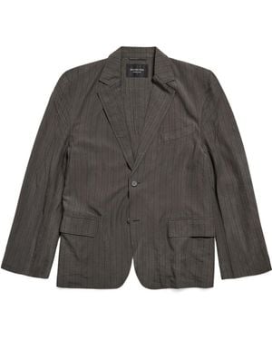 Balenciaga Pinstriped Oversized Tailored Jacket - Grey