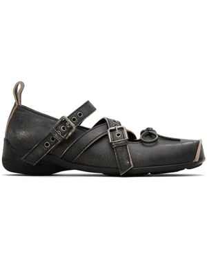 OPEN YY Cross-Strap Ballet Flats - Black