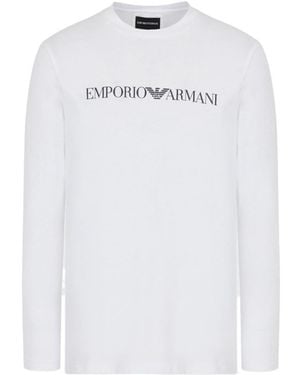 Emporio Armani Logo Printed Crewneck T-Shirt - White