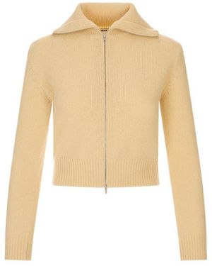 Jil Sander Zip-Up Wide-Collar Cardigan in Blue | Lyst