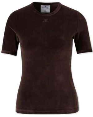 Courreges Courrèges Velvet Crewneck T-Shirt - Black