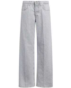 Dondup Jacklyn Wide-Leg Rigid Denim Jeans - Gray