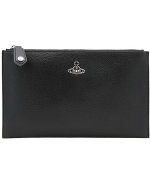 Vivienne Westwood Orb-Plaque Zipped Pouch - Black