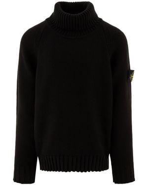 Stone Island Junior Logo Patch Turtleneck Sweater - Black