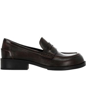 Ash Round-Toe Loafers - Black