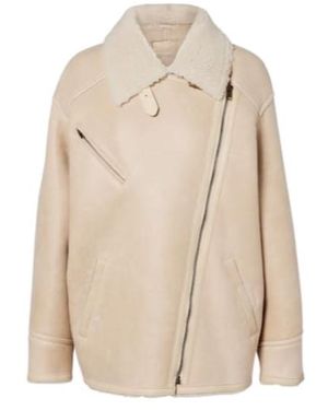 Isabel Marant Adelina Shearling-Trimmed Leather Jacket - Natural