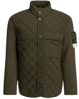 Stone Island Logo Quilted Cotton Jacket - Green